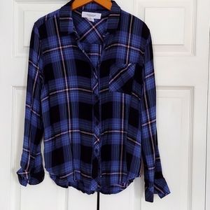 Workshop Blue Plaid Button Front Shirt